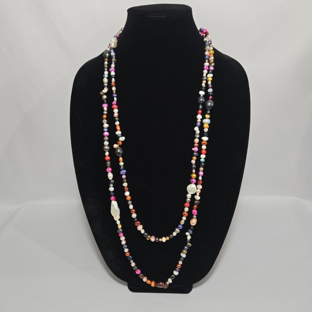 Rainbow Color Freshwater Pearls Beaded Necklace #1046